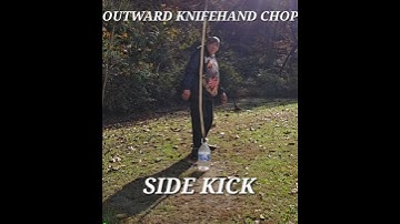 OUTWARD KNIFE HAND CHOP WITH A SIDE KICK DEMONSTRATED BY LARRY KING