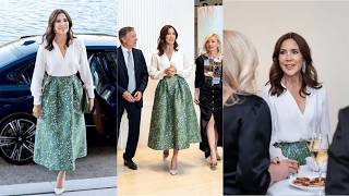 Queen Mary arrives to dinner with the Global Fashion Agenda.