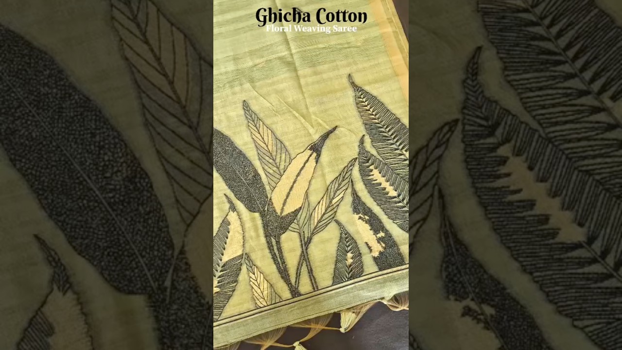 Ghicha Cotton Resham Leaf Weaving Saree