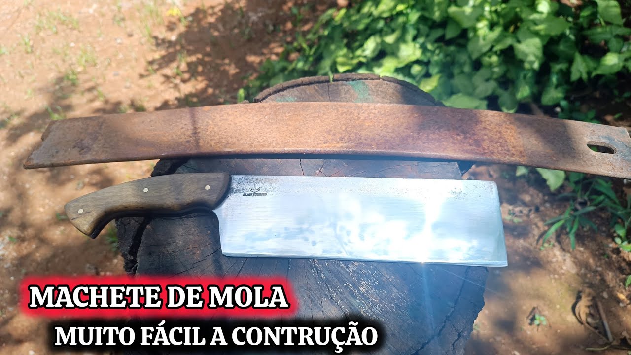 FACA ESTILO MACHETE FEITO COM MOLA VEICULAR, BEM FÁCIL DE FAZER.