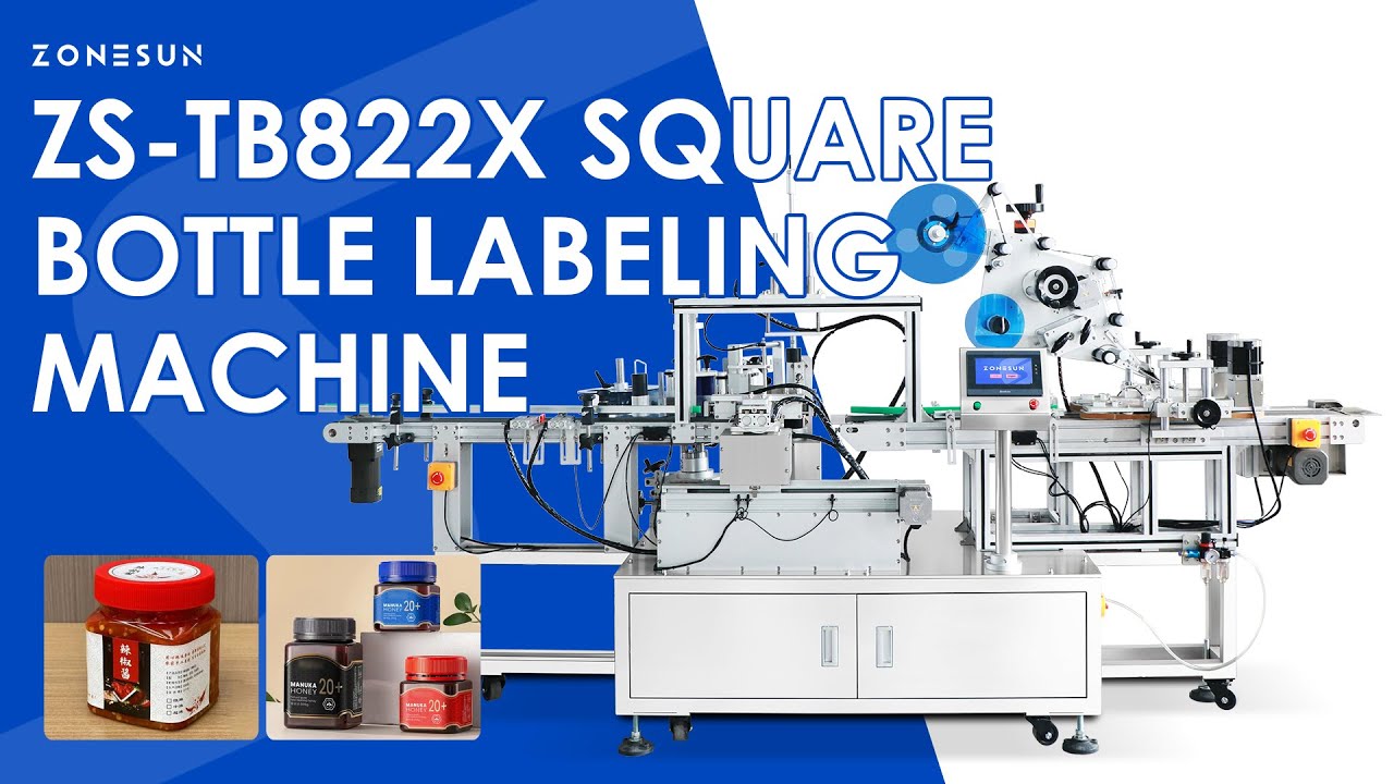 ZONESUN ZS-TB822X Automatic Square Bottle Labeler Top & Wrap-Around Labeling machine