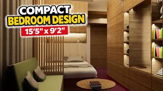 Modern Compact Bedroom Design | SketchUp 3D Interior Visualization | 15'5' × 9'2'