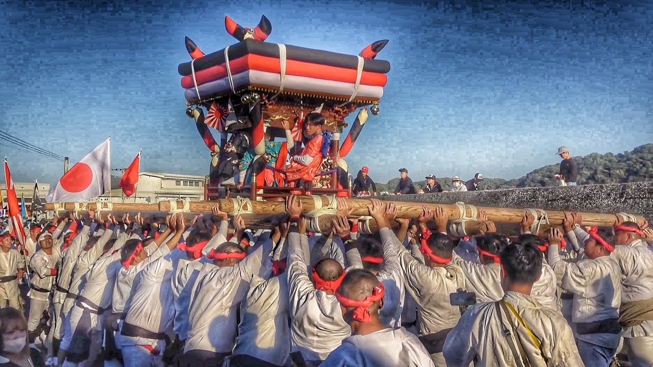 2023.11.19 門川だんじり祭り 昼 漁協~尾末神社 (尾末·下納屋·上納屋) 太鼓台 宮崎県 東臼杵郡 門川町