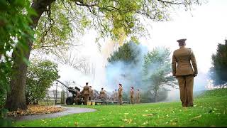 Royal gun salute at York Museum Gardens. 14th November 2018