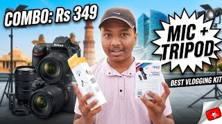 Sirf ₹349 Me Pura YouTube Setup! 😱 Mic + Tripod Combo Unboxing &amp; Review