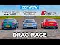 Bentley Flying Spur vs Audi RS7 vs Porsche Panamera Turbo S - DRAG RACE!