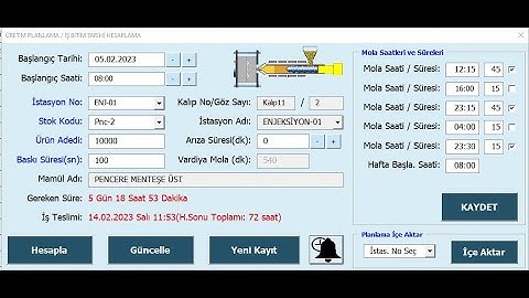 Üretim Planlama Programı Excel