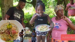 Bhagi rice cooked with pigtail a famous Trinidadian dish every tasty and delicious ....