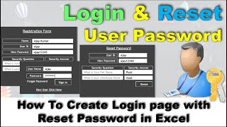 Login page with reset password in excel | Reset Password  Excel Userform login page kaise Banaye