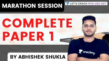 NTA UGC NET 2021 | Complete Paper-1 by Abhishek Shukla | Marathon Class