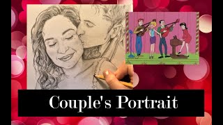 Couple’s Portrait Drawing (while playing ‘Sugar, Sugar’)