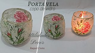 Porta vela com copo de vidro#RaquelCostaUtilidades