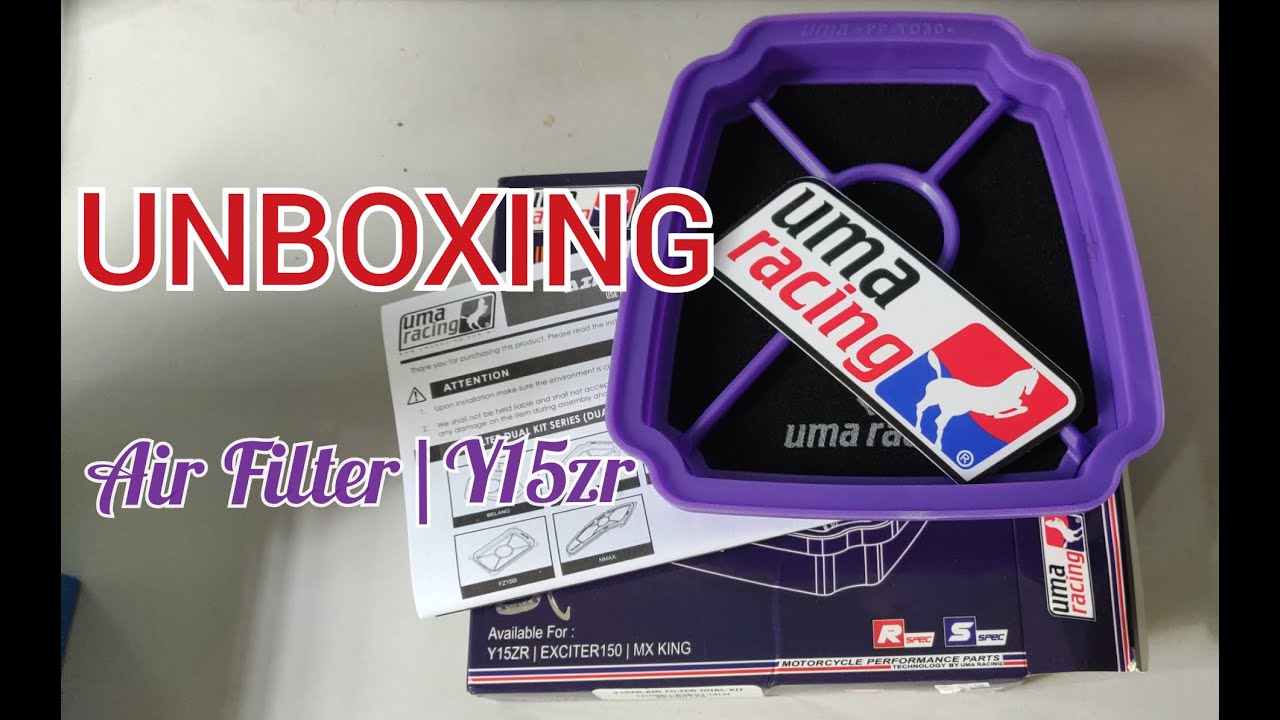 Unboxing Air filter Uma Racing Y15zr YouTube