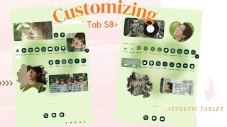 customizing samsung galaxy tab s8 plus | How to Make your homescreen Aesthetic | green theme 💚 | screenshot 5
