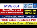 IGNOU MSW-004 Solved Assignment 2026 | High Scoring Answers (English Medium)