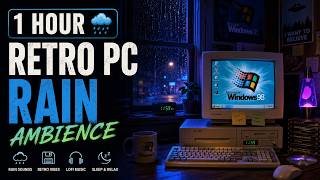 1 HOUR Retro PC Rain Ambience 🌧️ Nostalgic 90s Room For Sleep, Study & Relaxation