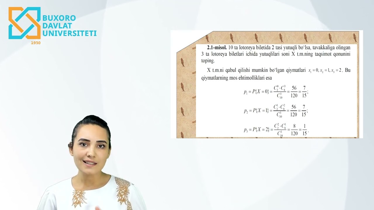 Sayliyeva Gulrux Rustam qizi , Ehtimollar nazariyasi