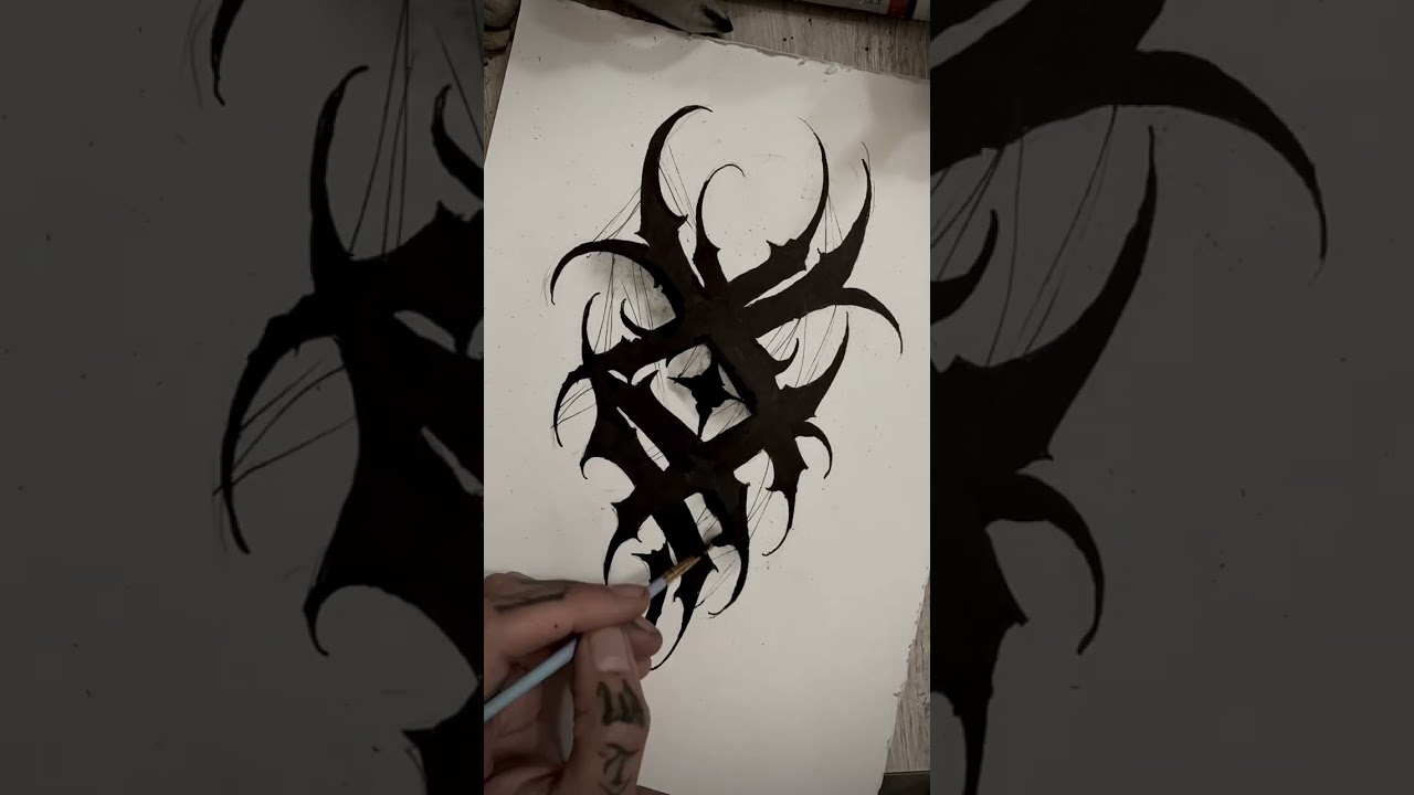 Darklettering tattoo design drawing process| Процесс рисования тату эскиза