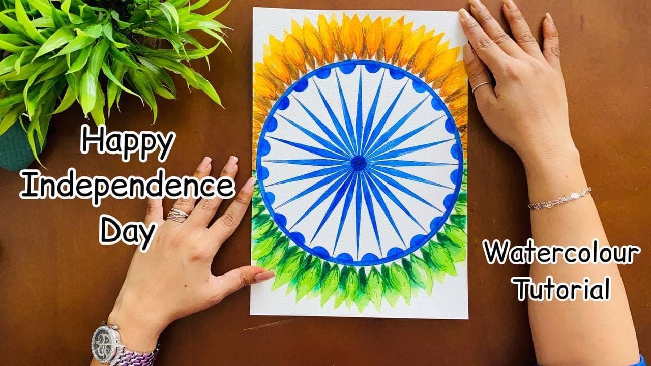 Independence Day Drawing ideas | How to Draw Ashoka chakra | Independence Day | Watercolor Tutorial