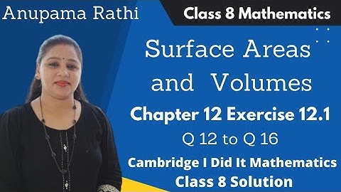 Class 8 Maths Surface Areas and Volumes | I Did It Mathematics | Ch 12 Ex 12.1 | Anupama Rathi