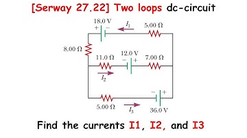 [Serway Problem 27.22] Finding CURRENTS in a TWO-LOOP DC circuit using KIRCHHOFF