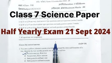 Class 7th Science Paper Half Yearly exam 2024 | Class 7 Science objective type questions
