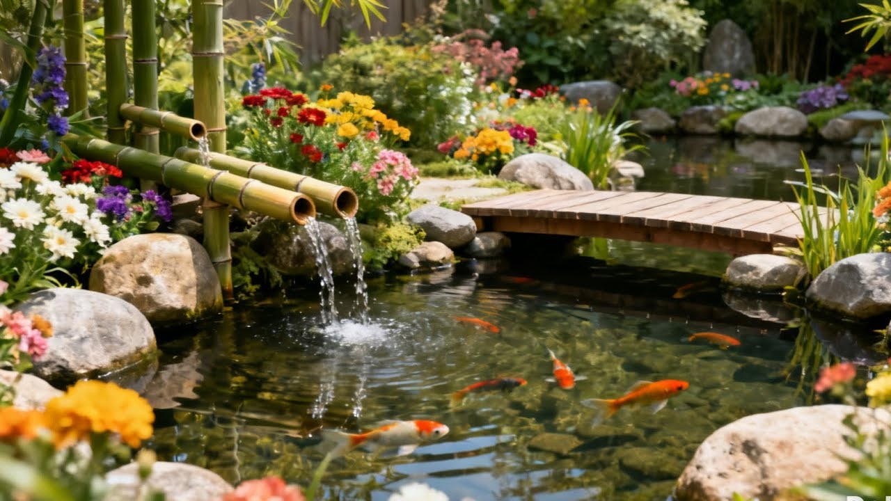 ASMR Gentle Rain Drops|Thunder Rumbles,Birds Sing & Water Flow-Soothing Nature Sounds for Relaxation