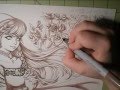 Real Time Drawing: Coloring with Copic Markers, Climbing Roses part6