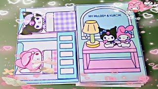 [💸paperdiy💸] KUROMI and MYMELODY Goes to Sleep 🛏️ | Paper Play | BIG QUIET BOOK