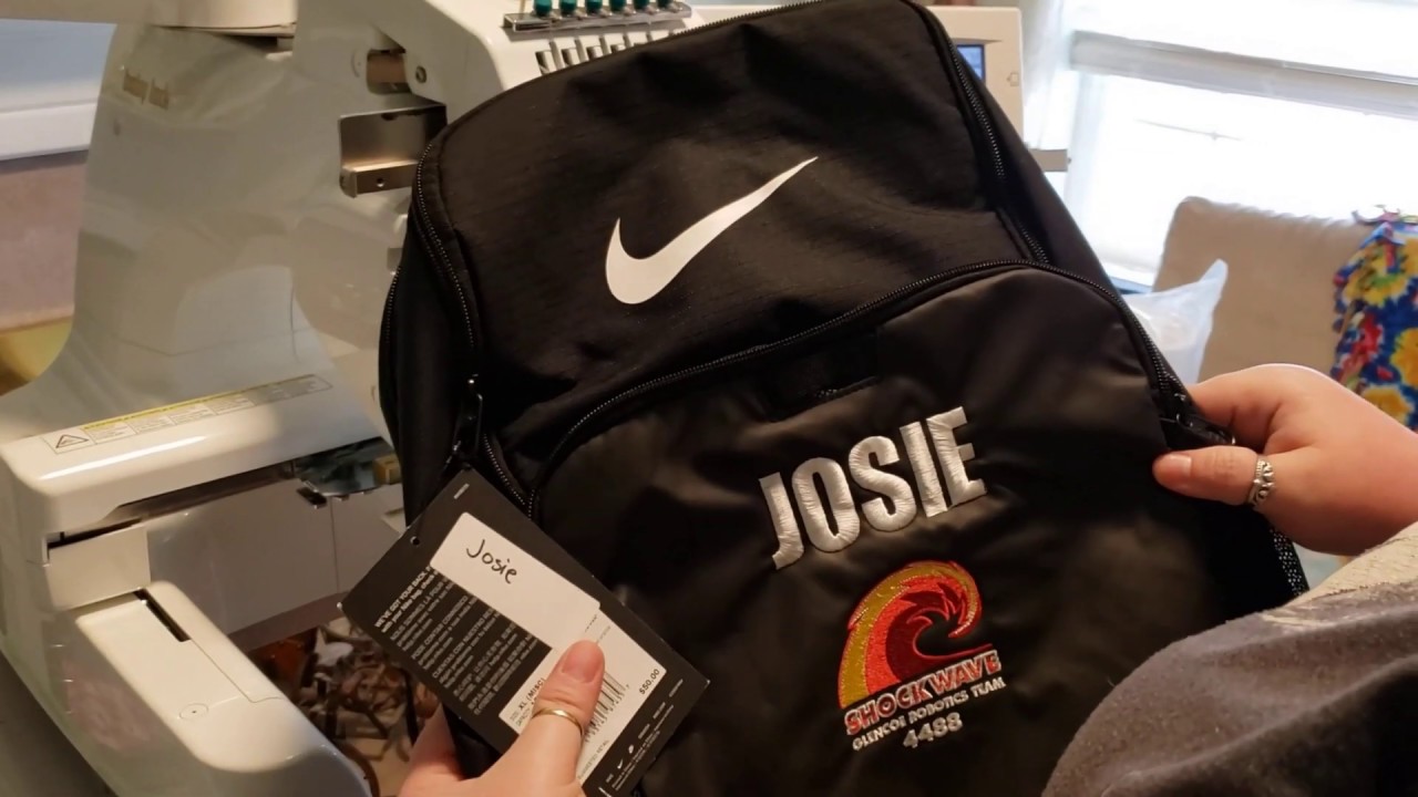 Embroidering on Pocket Fronts of Backpack with a Floating Hoops No