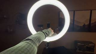 18" Foldable Ring Light with Stand for iPhone ipad, LED Display/2 USB Ports/4 Phone Tablet Holders