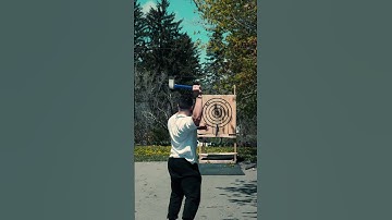 Distance? 👀 #axethrowing #trickshots #trickshot #throwingaxe #bullseye