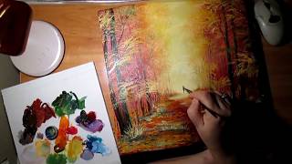 Осенний пейзаж.Веерная кисть . Осенний пейзаж.Веерная кисть .