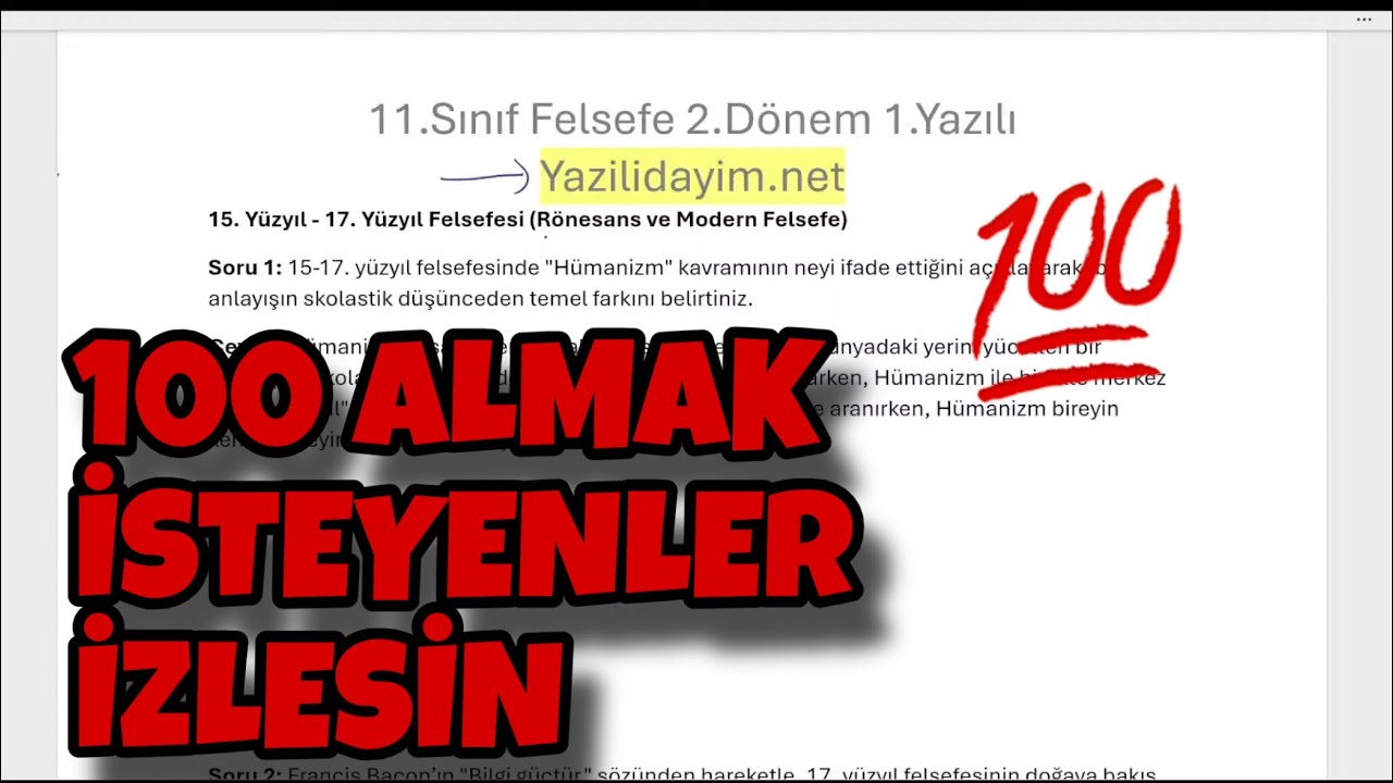 11.Sınıf Felsefe 2.Dönem 1.Yazılı