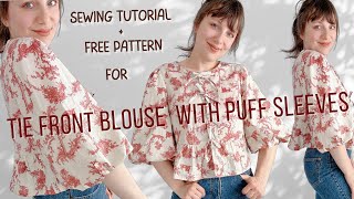 Trendy Tie Front Peplum Blouse with Puff Sleeves | Easy DIY Tutorial