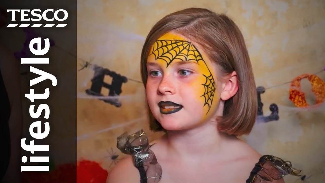 Halloween facepainting Spider's web Tesco YouTube