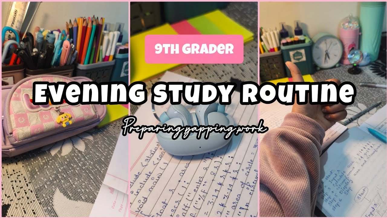 Evening study routine🌟🌸 As a 9th grader📚🫂After school routine 🖇👀