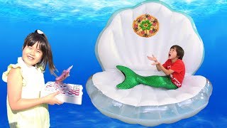 海にピザの配達!?? 人魚 ピザ屋さんごっこ アイス屋さんごっこ 顔の色が変わってる!?? おゆうぎ こうくんねみちゃん
