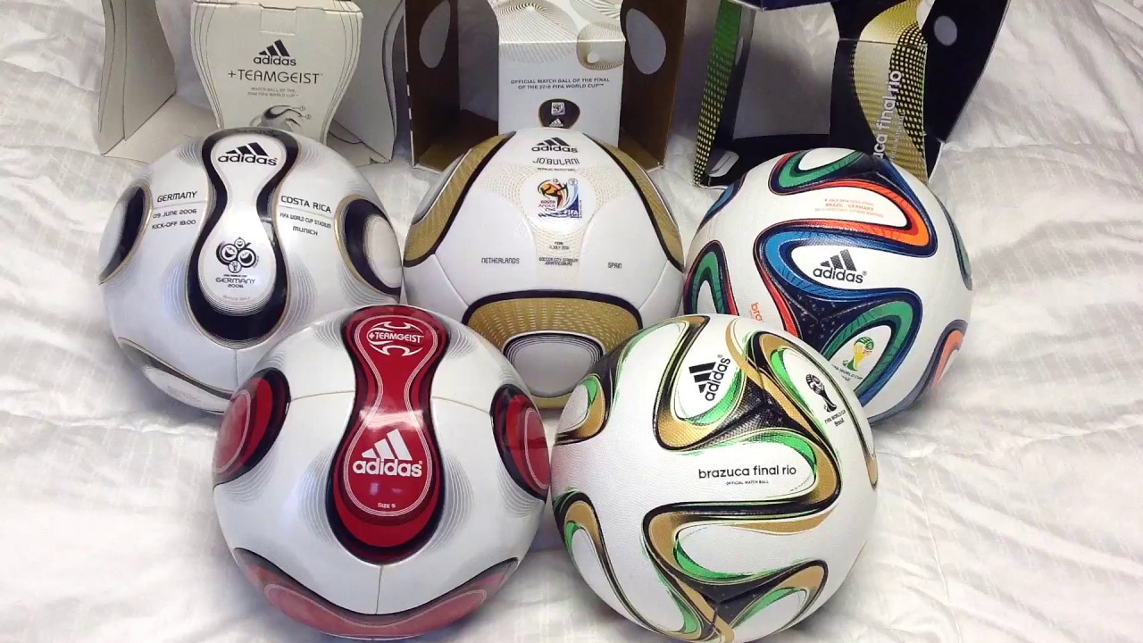 My adidas soccer ball collection brazuca teamgeist red, jobulani, Balones  Adidas Oficiales - YouTube