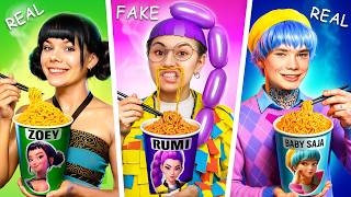 картинка: Настоящий vs Фейковый K-Pop Demon Hunters! K-Pop Трансформация на вечеринке Huntrix!