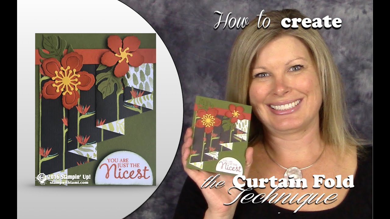 How to make the Curtain / Drapery Fold Technique Card featuring Stampin Up Botanical Buidlers Bundle paper mache