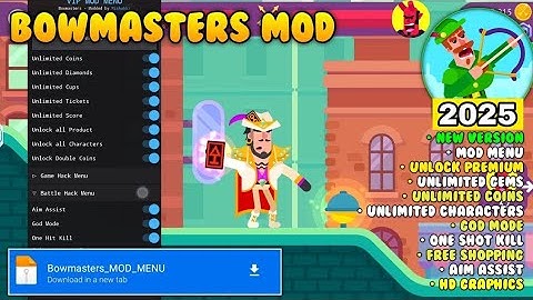 Bowmasters MOD MENU V9.3.10 | MOD APK | UNLIMETED MONEY COIN DIAMONDS | UNLOCK ALL CHARACTERS