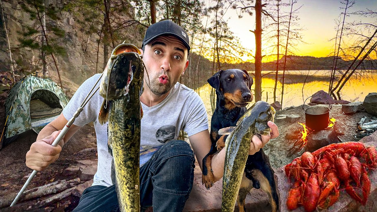 Подводная охота на Сома и Раков [24-часа] На карьере в затопленом лесу