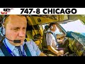 BOEING 747-8 Windy Landing at Chicago O'Hare Airport🇺🇸