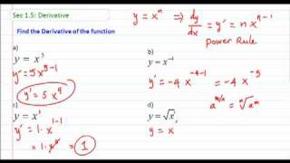 MAC 2233 Find the derivative by Power Rule, example1