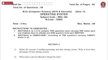 MSC CS 1ST SEM OPERATING SYSTEM MAY 2019 | PTU