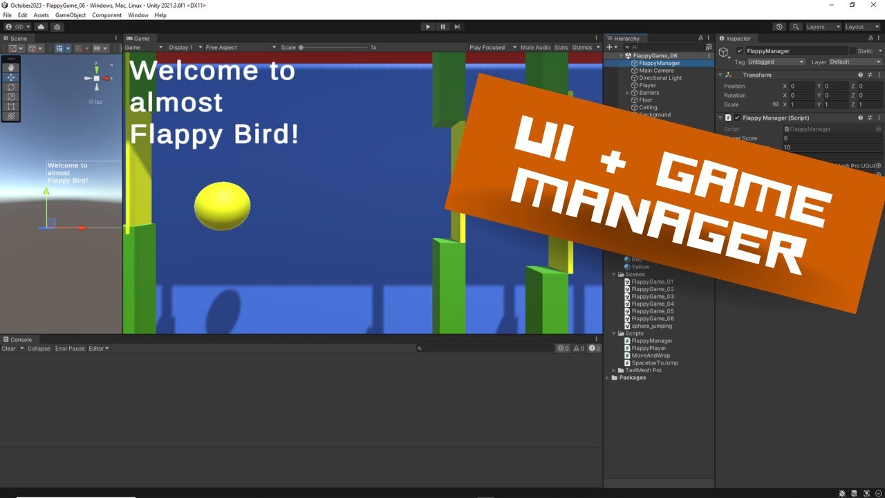 One Game a Month: Unity Tutorial - Oct 2023 - Session 3 - YouTube