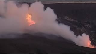 New crack, HUGE flames forms upslope from vents! Kilauea Volcano USGS V3 cam