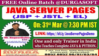 JAVA SERVER PAGES (FREE Batch) Online Training @ DURGASOFT