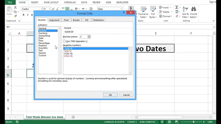 Calculate Total Weeks Between Two Dates - Excel 2013 - DayDayNews